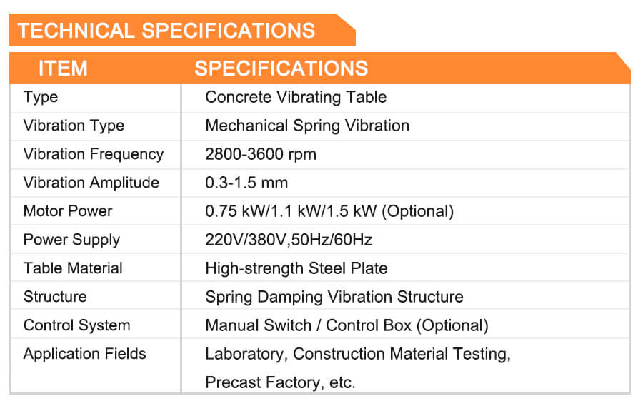 Concrete Vibrating Table