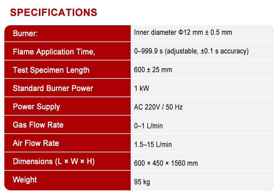 Single Cable Vertical Flame Testing Machine