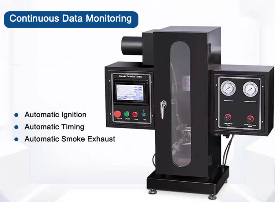 Product Description

The Smoke Density Tester for Building Materials is designed to measure the smoke generation characteristics of construction materials under controlled combustion conditions. It evaluates the optical smoke density produced when materials are exposed to heat or flame, helping determine fire safety performance and compliance with international standards.

This testing equipment is widely used in fire testing laboratories, building material manufacturers, quality inspection agencies, and research institutions.